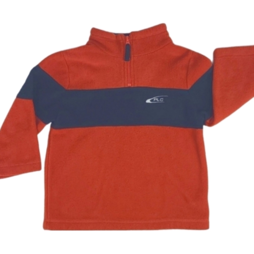 Boy's Orange Fleece Pullover Sweater by Place in Orange Navy Blue, Size 4T
